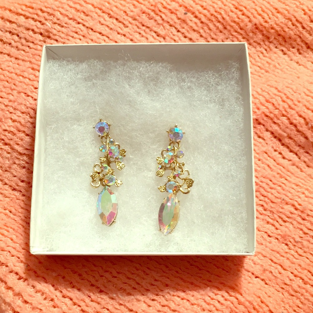 Gold costume drop earrings